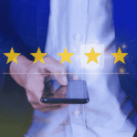 Star ratings hovering over phone