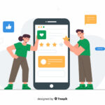 Illustration of customers leaving reviews