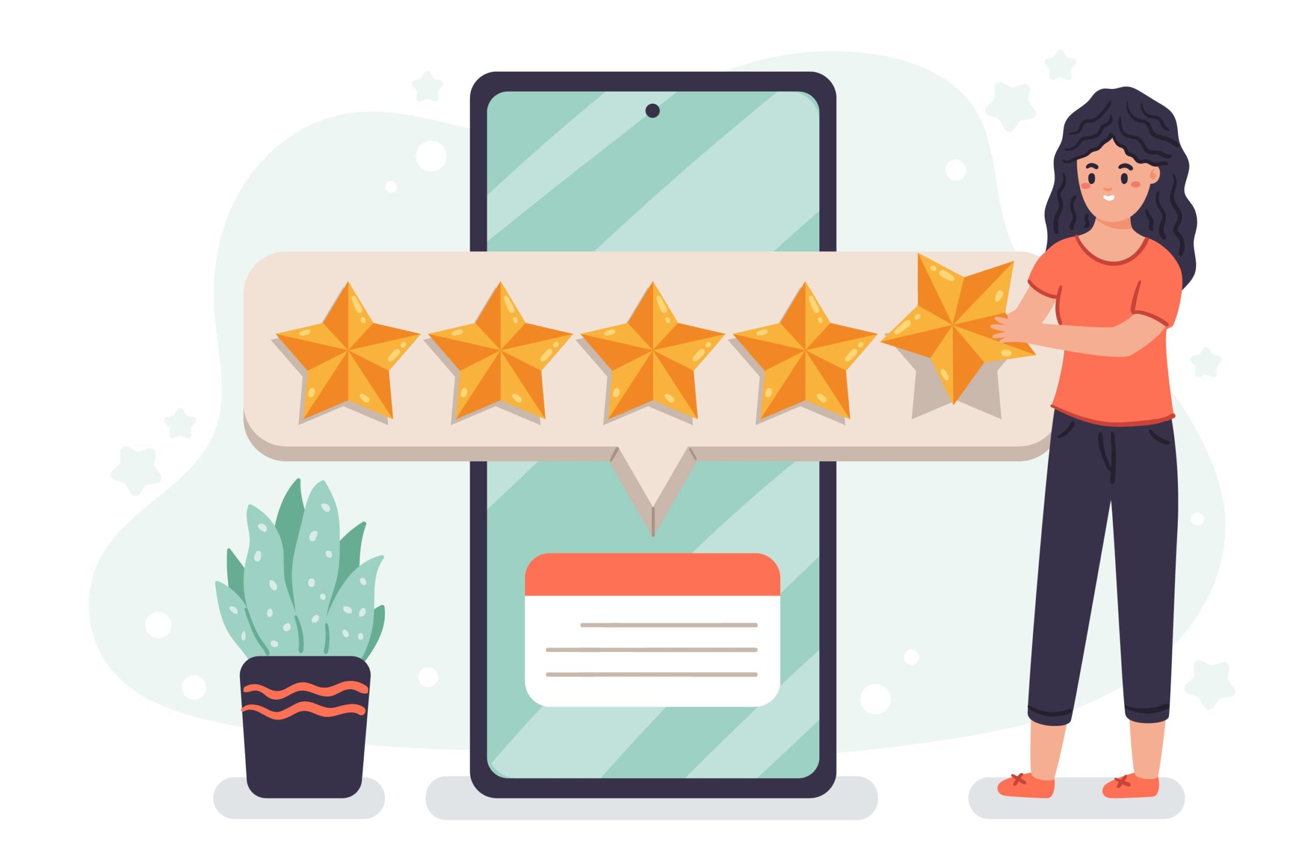 Illustration showing reviews on website
