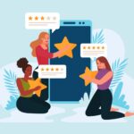 Illustration of customers leaving reviews online